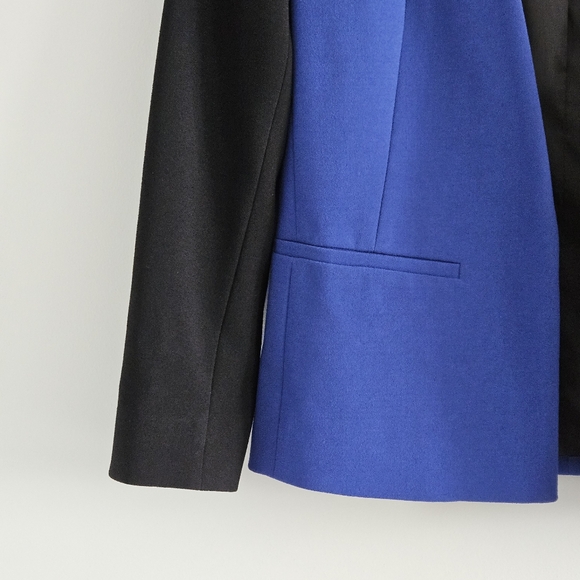 Judith & Charles Color Block Open Front Blazer Blue Black Size 2 Career - Picture 5 of 8